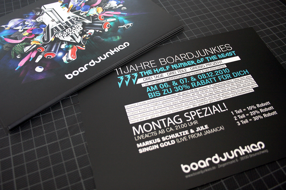 braunschweig kai bartels boardjunkies clothes shoes cans Birthday grafic design neon photo photo collage flyer composing