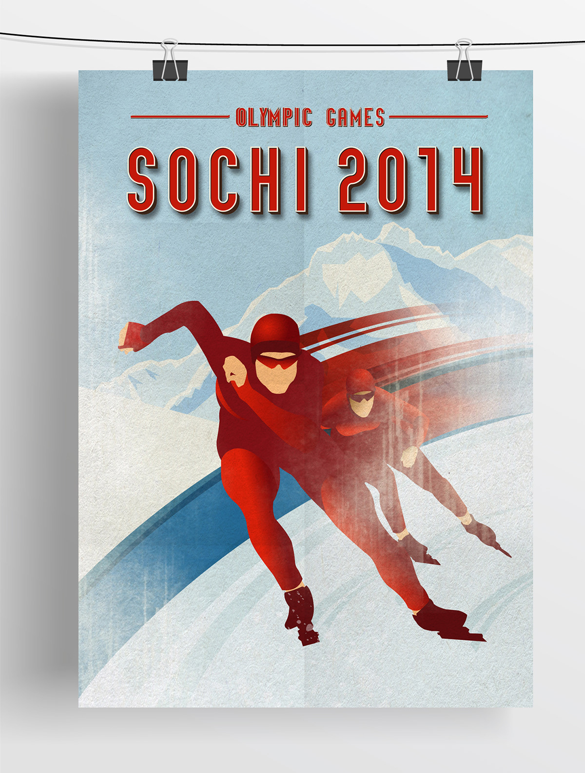 sochi Olympic Games Ski sport poster Retro Russia snow witer Winter Games