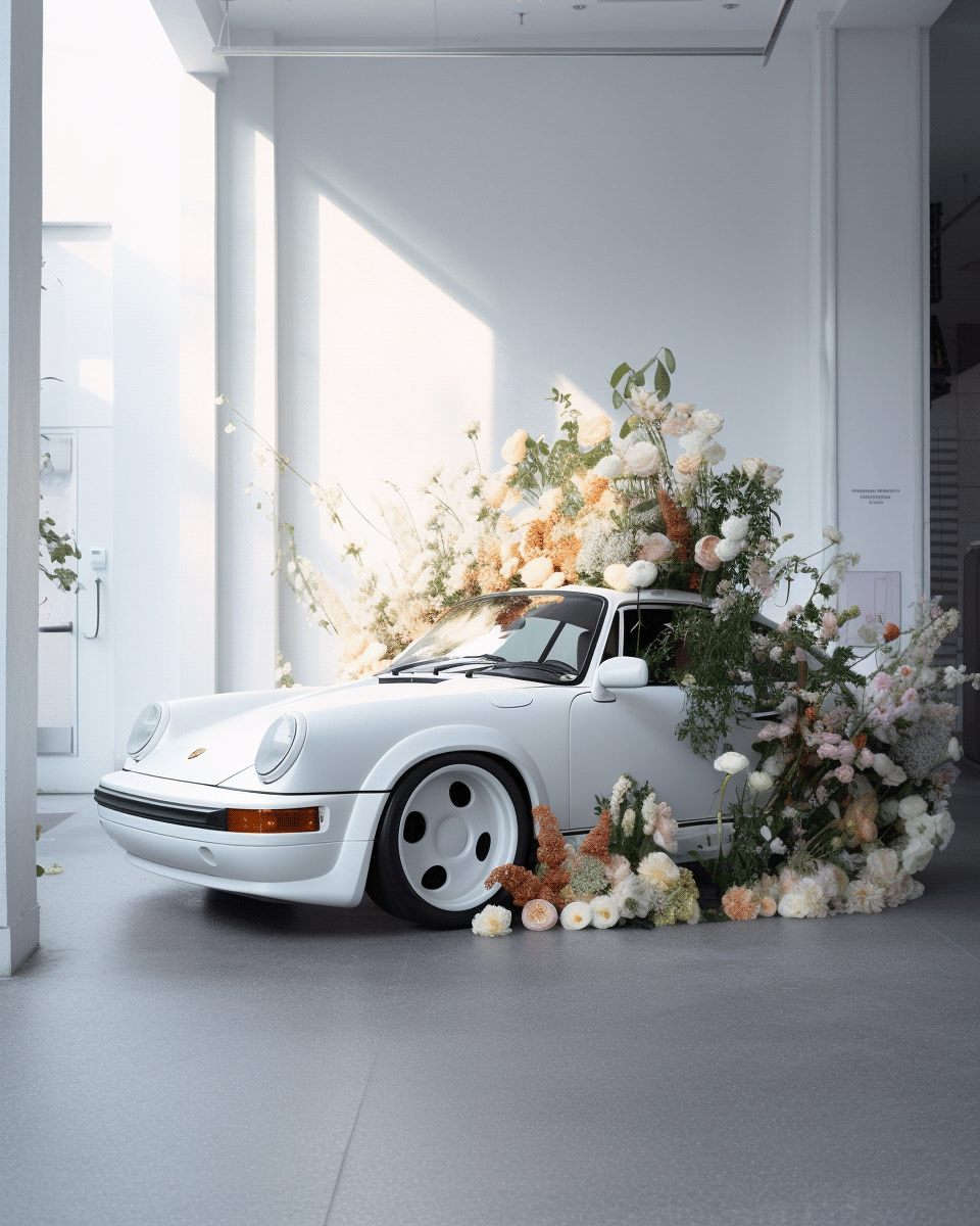 ai artificial intelligence Digital Art  floral Installation Art midjourney Porsche Porsche 911