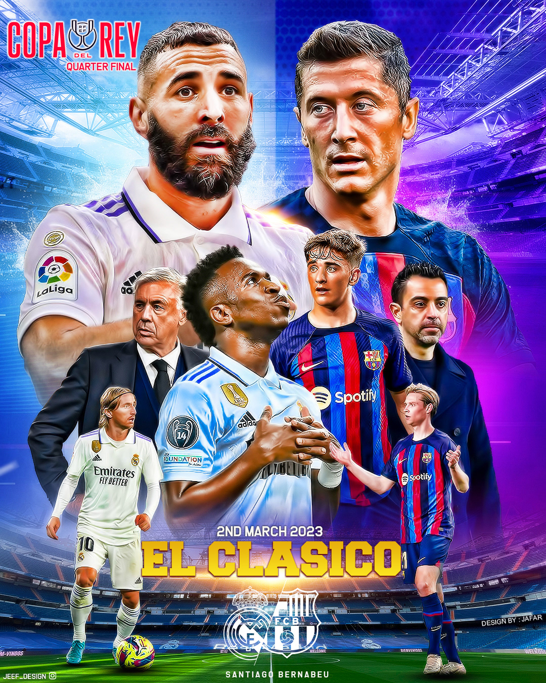 el clasico benzema champions league FC Barcelona football Karim Benzema lewandowski poster Real Madrid soccer sport
