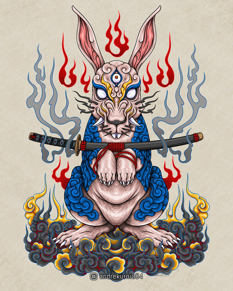 art for sale demon Drawing  ILLUSTRATION  irezumi style japanese style merch artwork poster samurai yokai