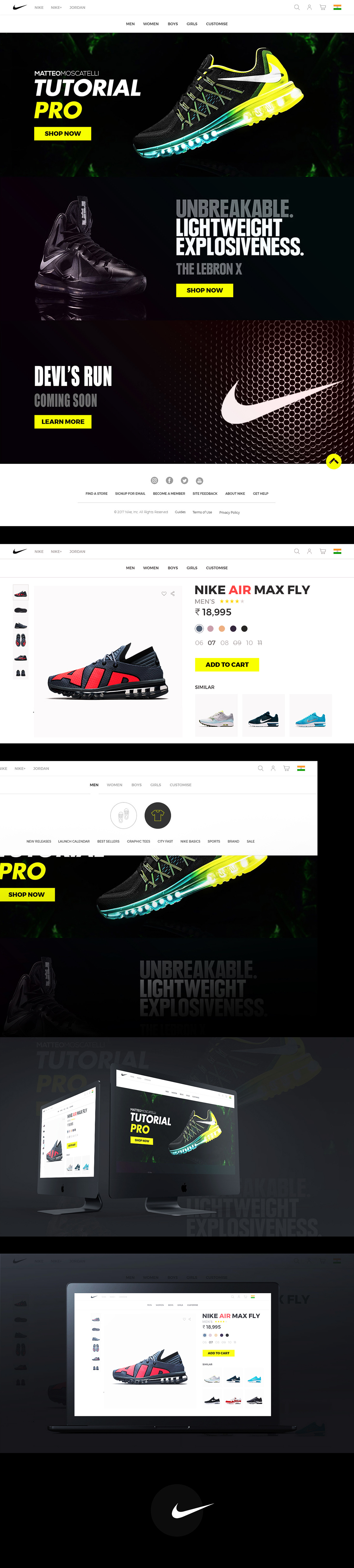 Nike e-commerce shoe UI sleek clean sneakers