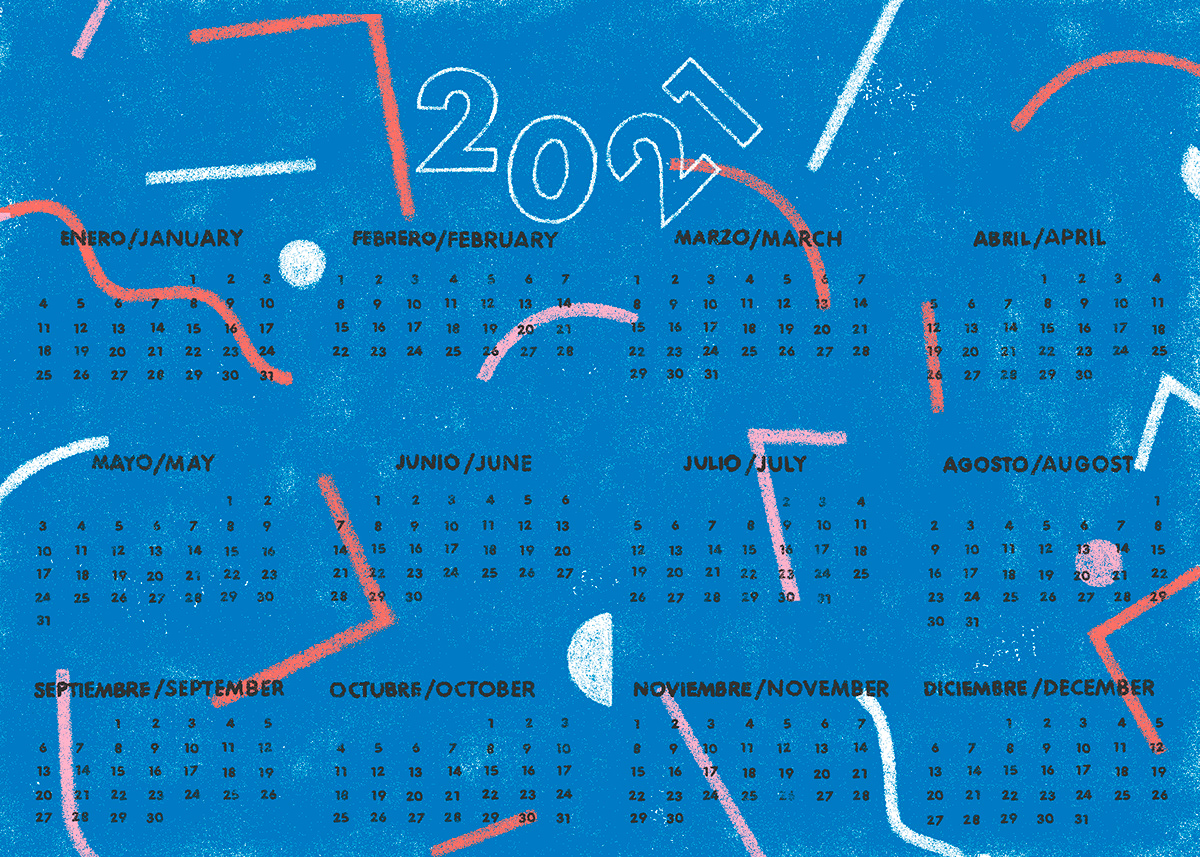 ilustracion diseño gráfico calendario2020 vanguardias colores planos mobiliario texturas ILLUSTRATION 