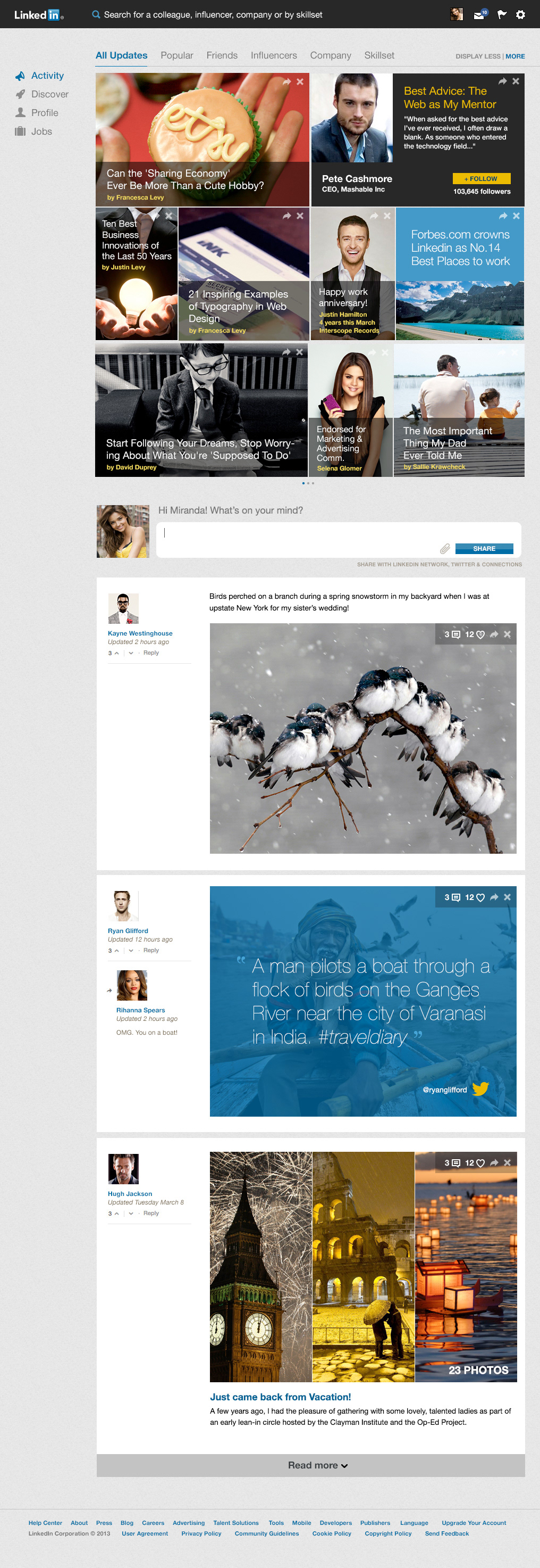 Adobe Portfolio Linkedin.com redesign user interface user experience brand inspire Linkedin