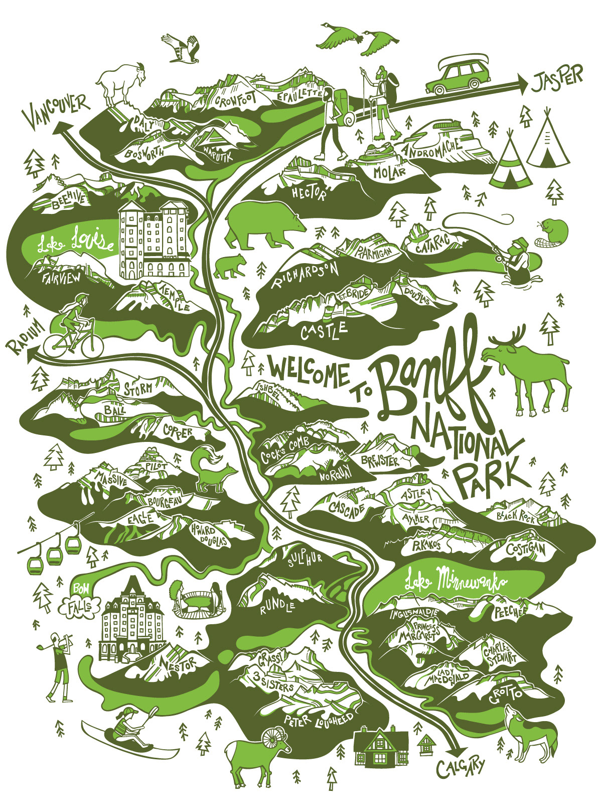 Illustrated Map Of Banff National Park On Behance