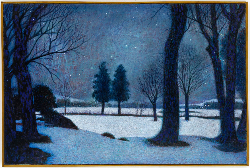 Landscape winter snow trees cold lonely tempera Oil Painting 混合技法 風景 冬景色