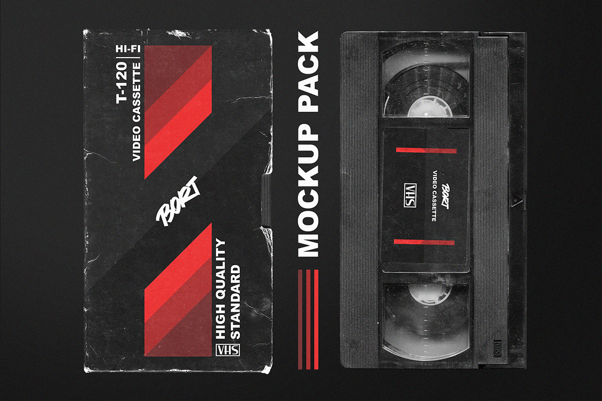free freebie psd Mockup vhs cassette tape Retro vintage 90s