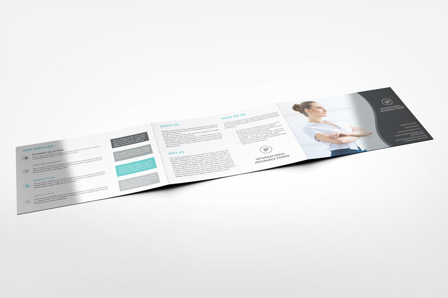 3xA5 a5 blue brochure business clean Company Brochure coporate folded InDesign modern simple tri-fold