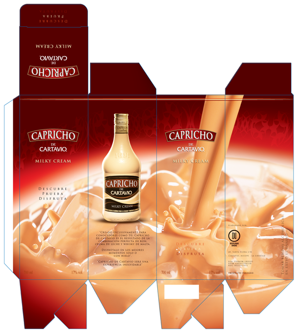 Adobe Portfolio capricho Cartavio Packaging Rum malt whiskey label design cream liqueur ploovia designs piero salardi Logotype