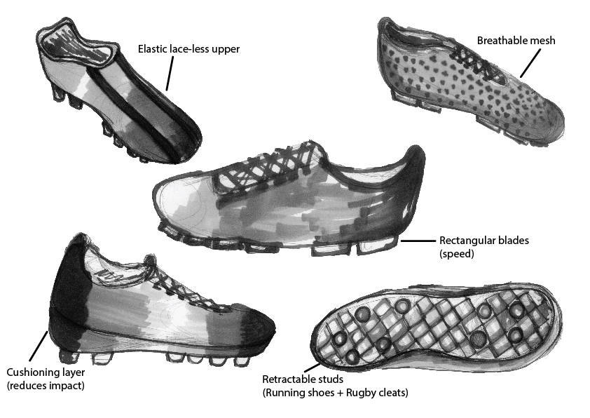 Rugby shoe design cleats sports