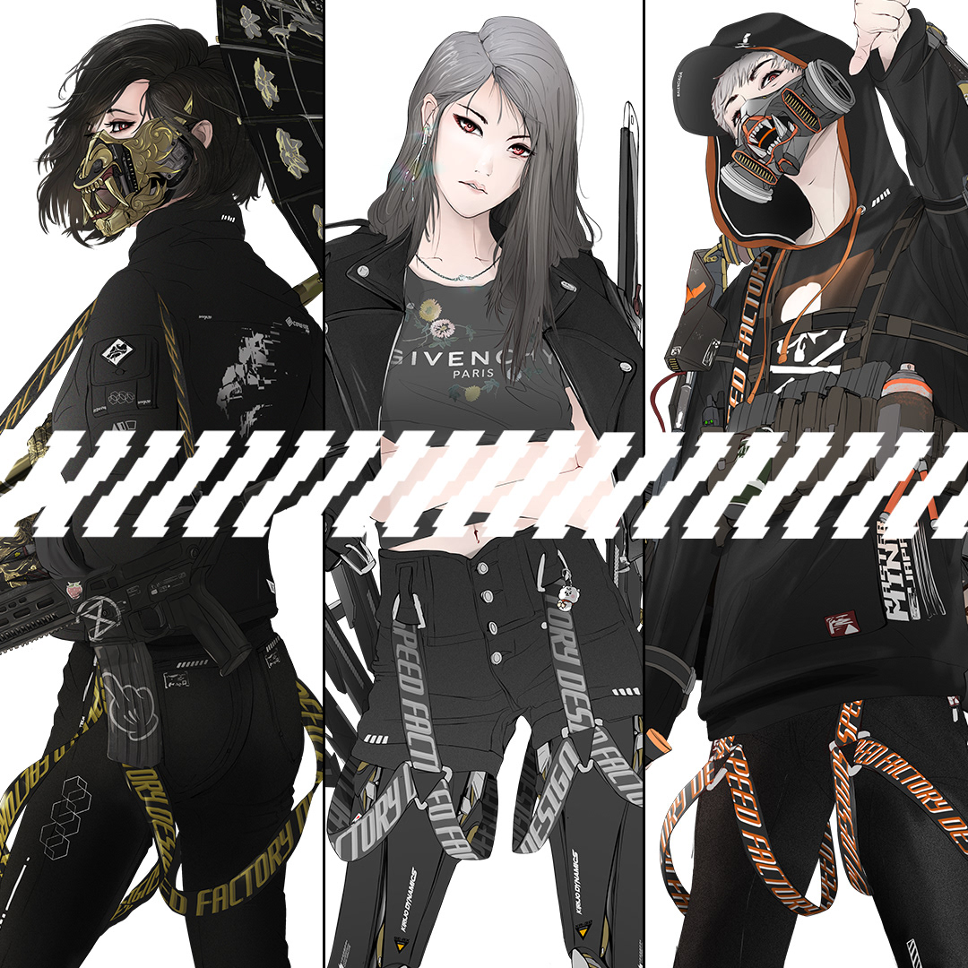 anime Character design  Cyberpunk fashion design hypebeast japanese mecha Mechanical Design TECHWEAR vaporwave