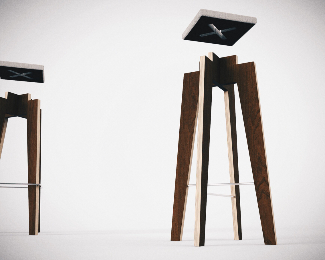 stool design walnut concrete interiors woodworking woodcrafting Interior furniture product