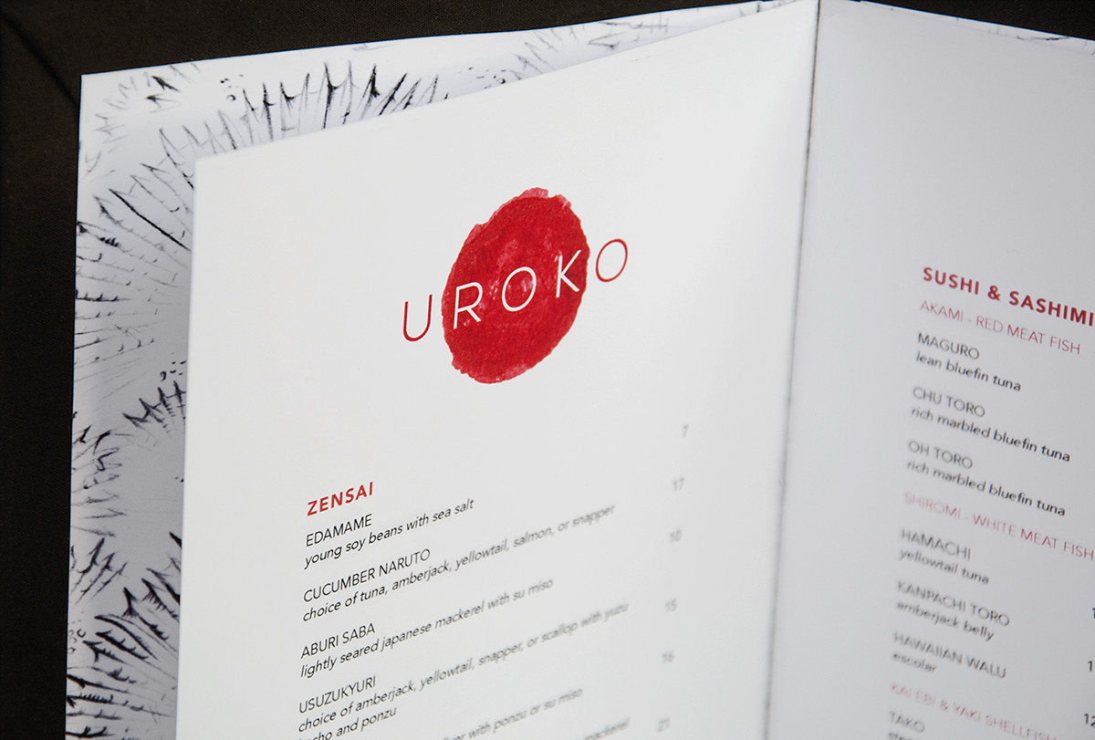 restaurant menu menu design Sushi japan japanese asian Food  screen printing screen print cuisine modern