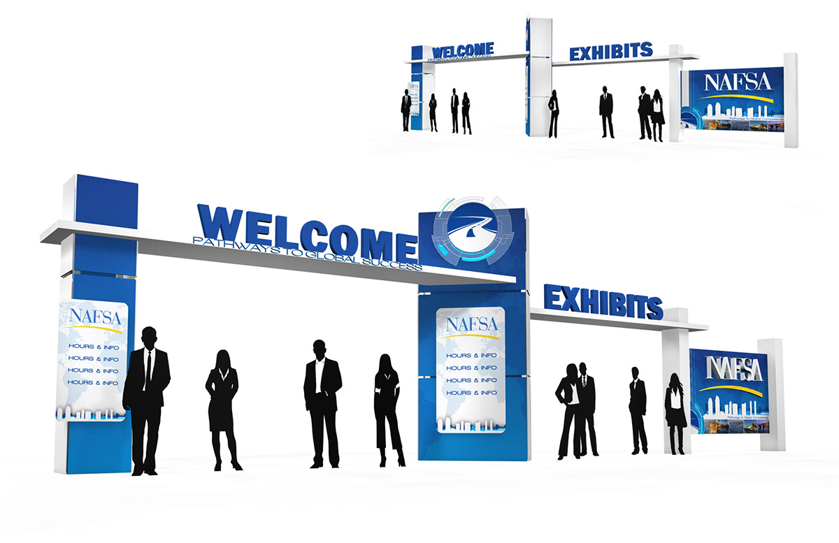 agam octonorm expo tradeshow exhibit Event Display conceptual registration Entrance banner large format