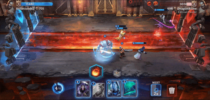 heroic Nordeus mobile game design battle spell Hero duel card