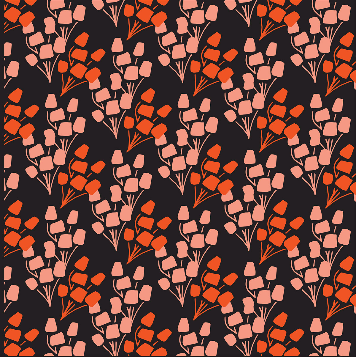 poppy floral print abstract pattern gouache
