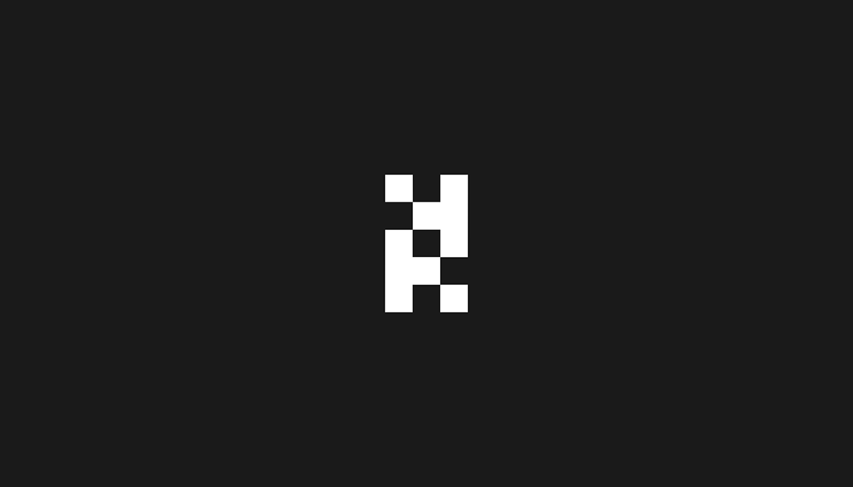 An abstract 'H' monogram with deconstructed forms