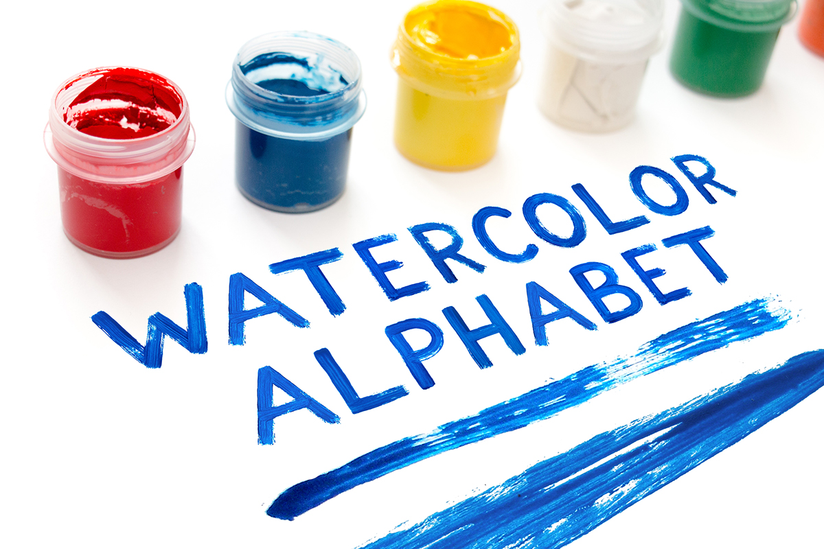 watercolor alphabet letter number handdrawn hand drawn mock up Mockup watercolour lettering type font water color