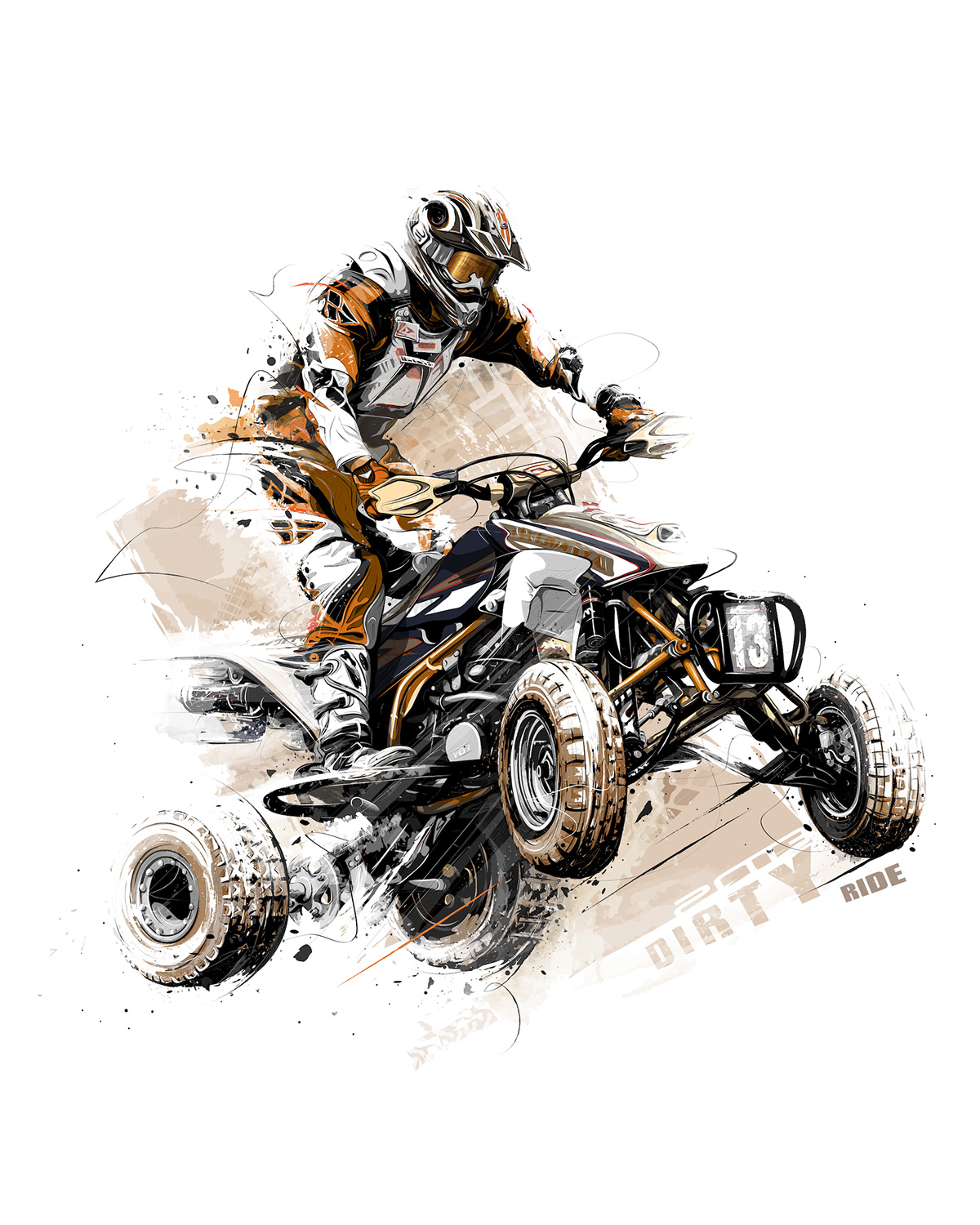 race sport ATV  extreme vectors Tomasz Usyk brown jump  motion ride moto Dynamic quad