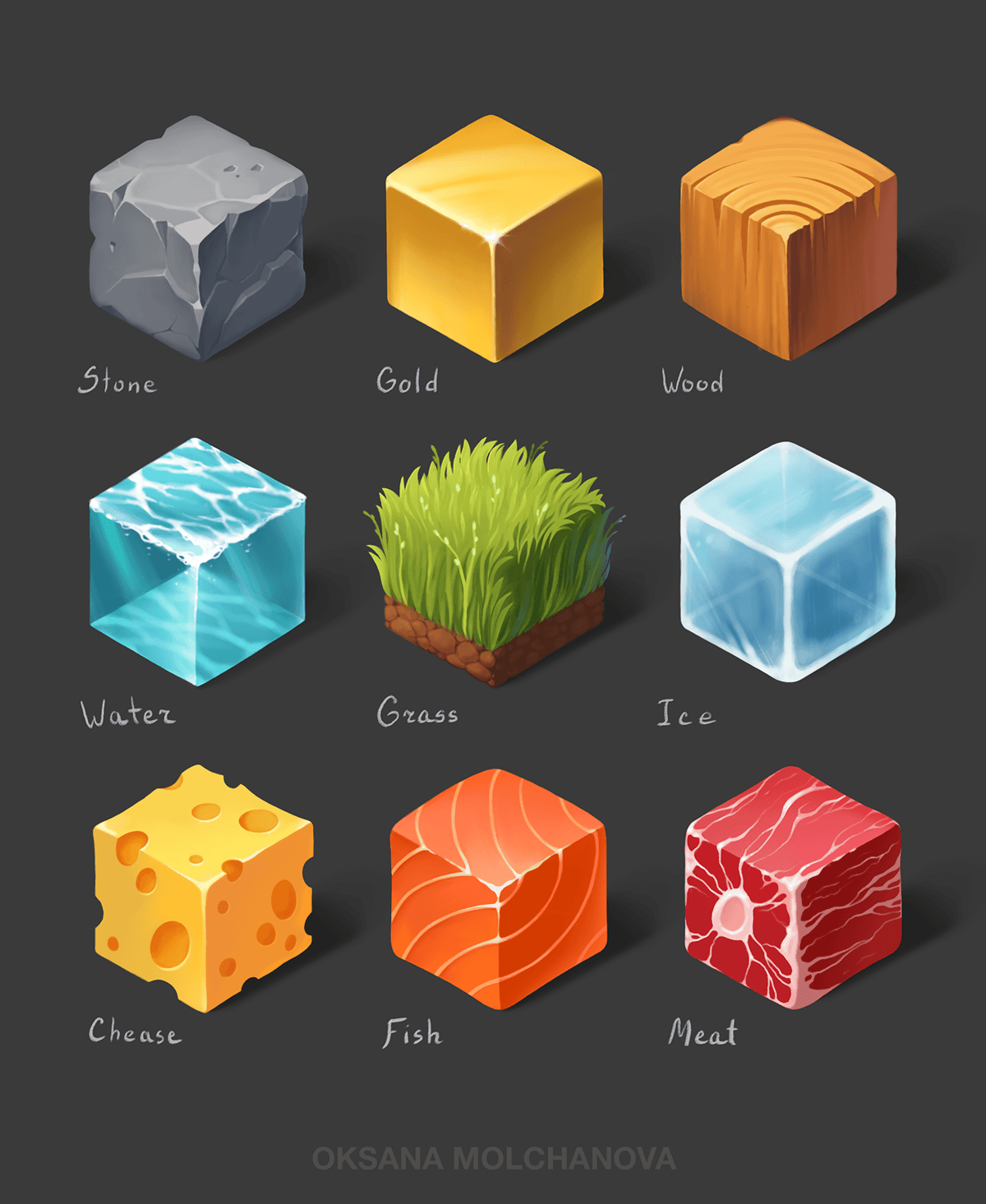 materials 2D art game 2д Digital Art  cubes Render