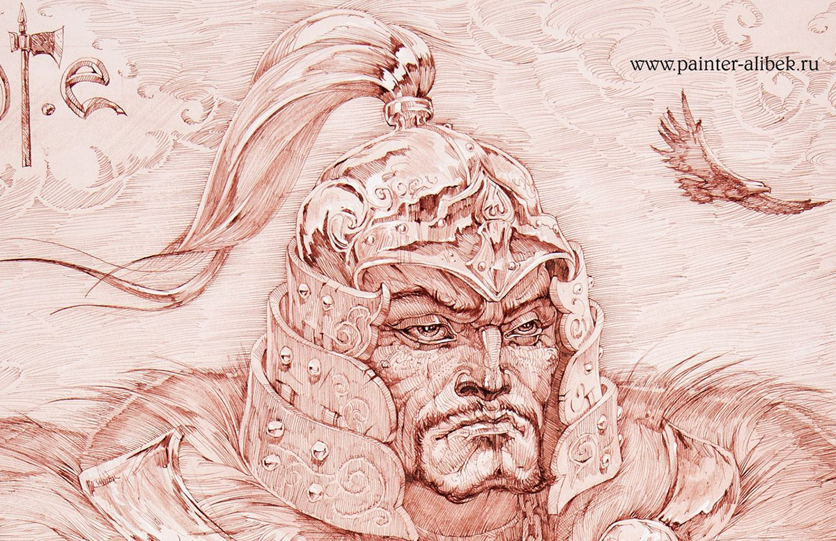 alibek koylakaev Russia graphics history designe art paint ink pen paper ngy battle warriors fight
