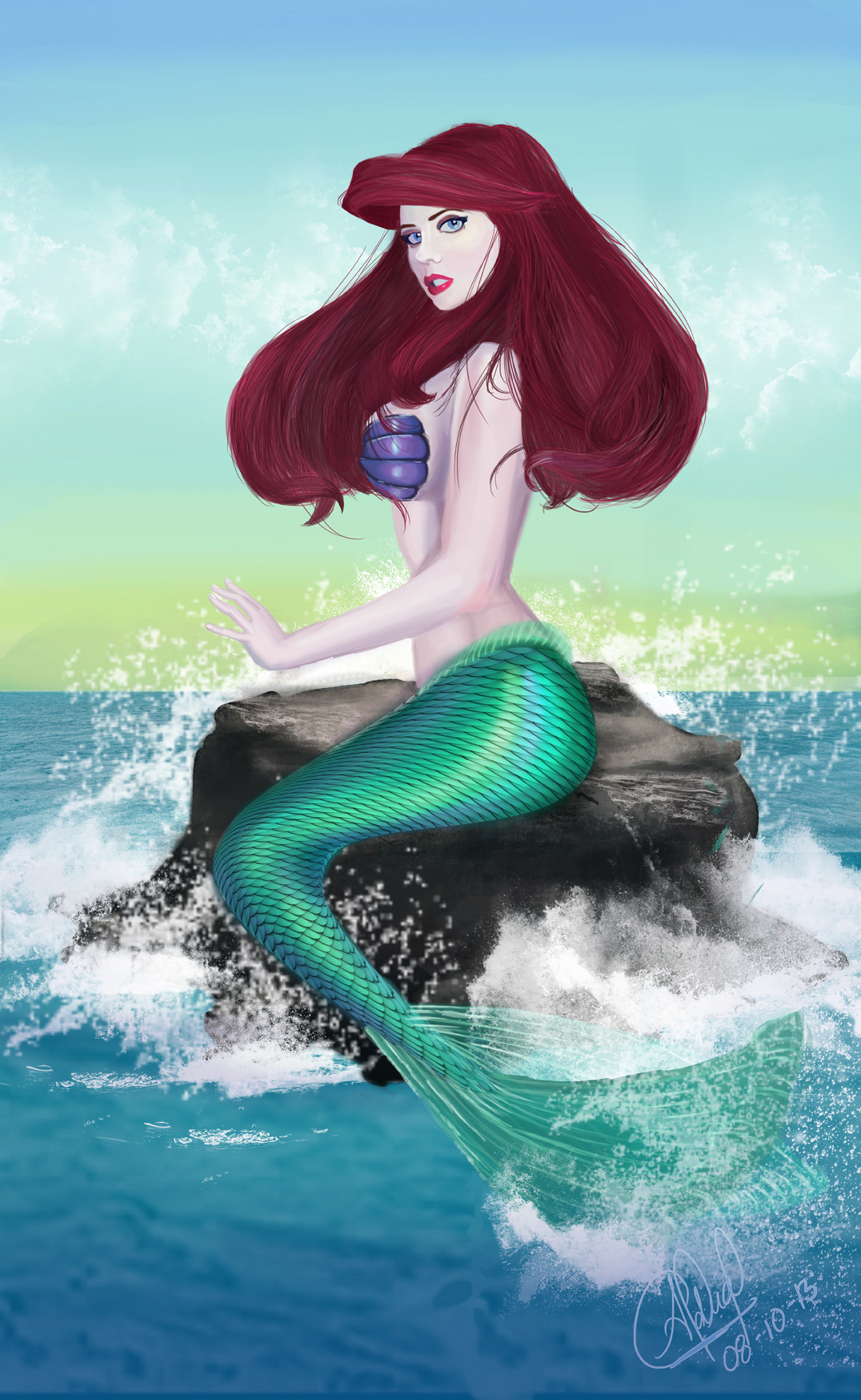disney ARIEL The Little Mermaid la sirenita mermaid Ocean rock Fan Art fish sirena