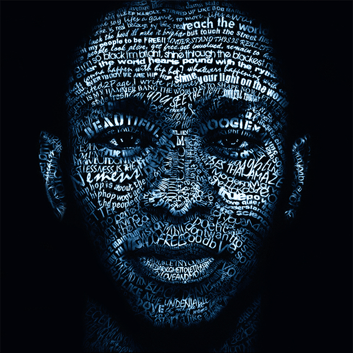 hip hop Mos Def portrait Lyrics type face digital painting gif experimental Poetry  words man Time Lapse digital metal