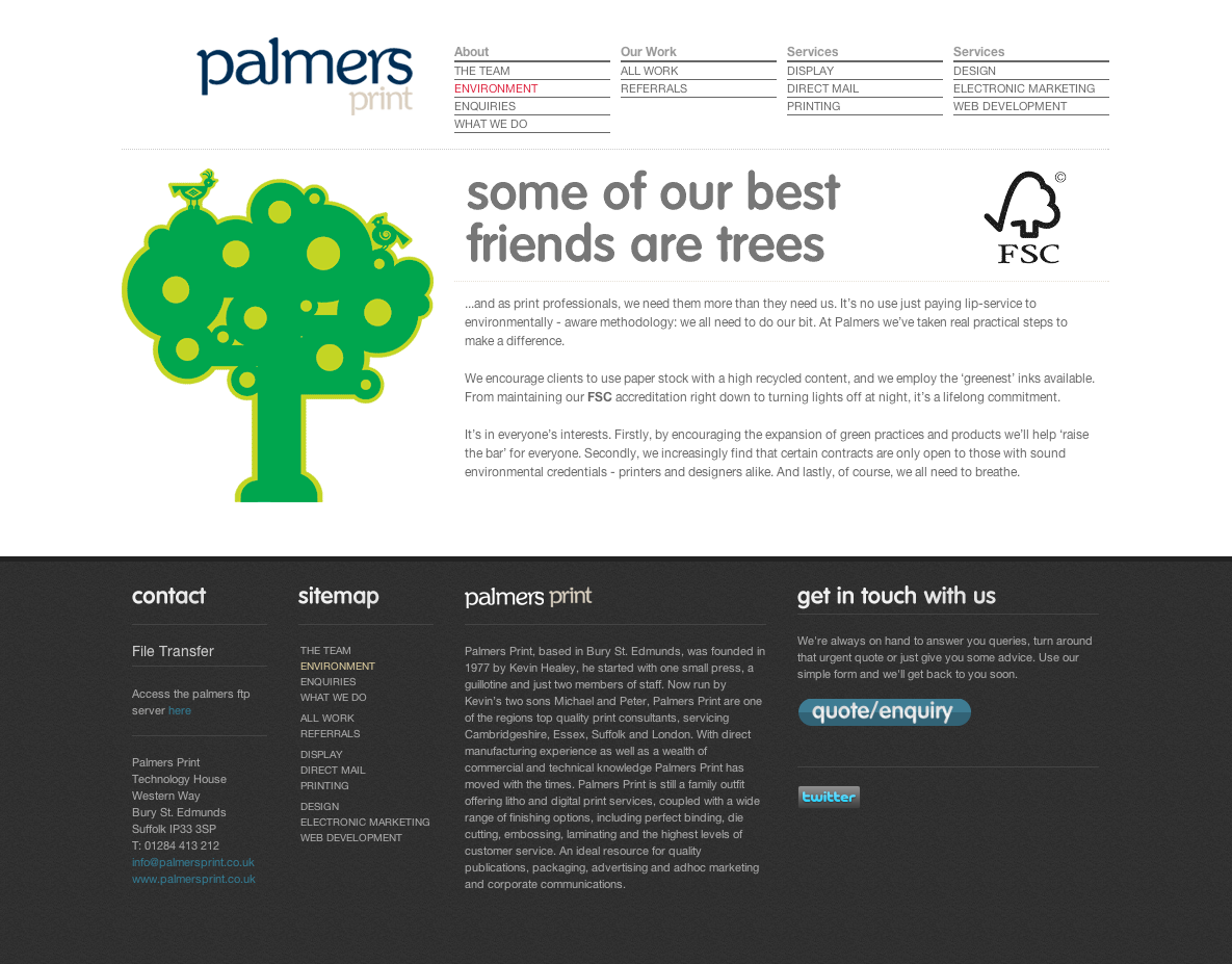 Website Palmers printer bespoke HTML