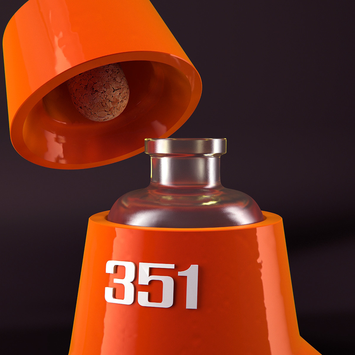 tetrapod 3D Render visualisation bottle Vodka orange glass alcohol 531