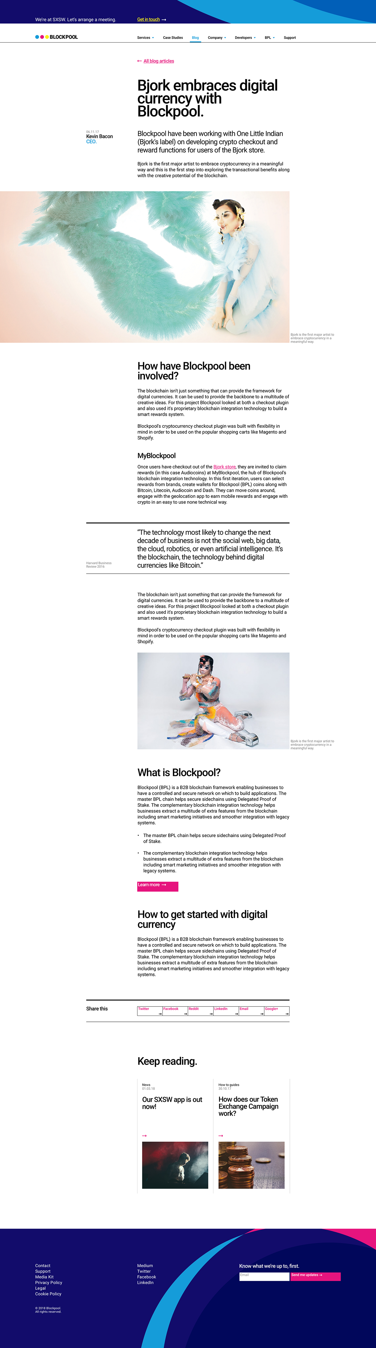 blockchain homepage article editorial typography  