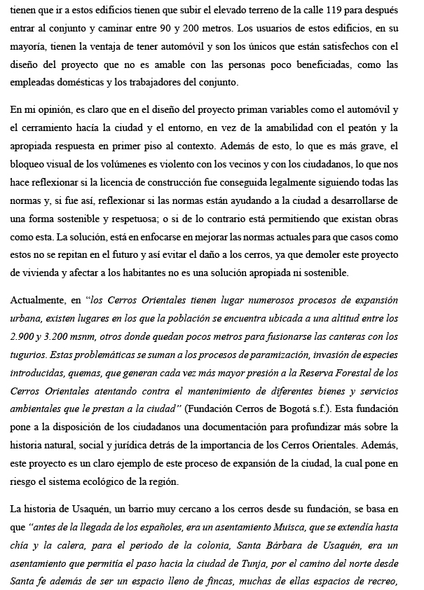 ARQU3920 teoria unidad avanzada texto critico Cerros Orientales