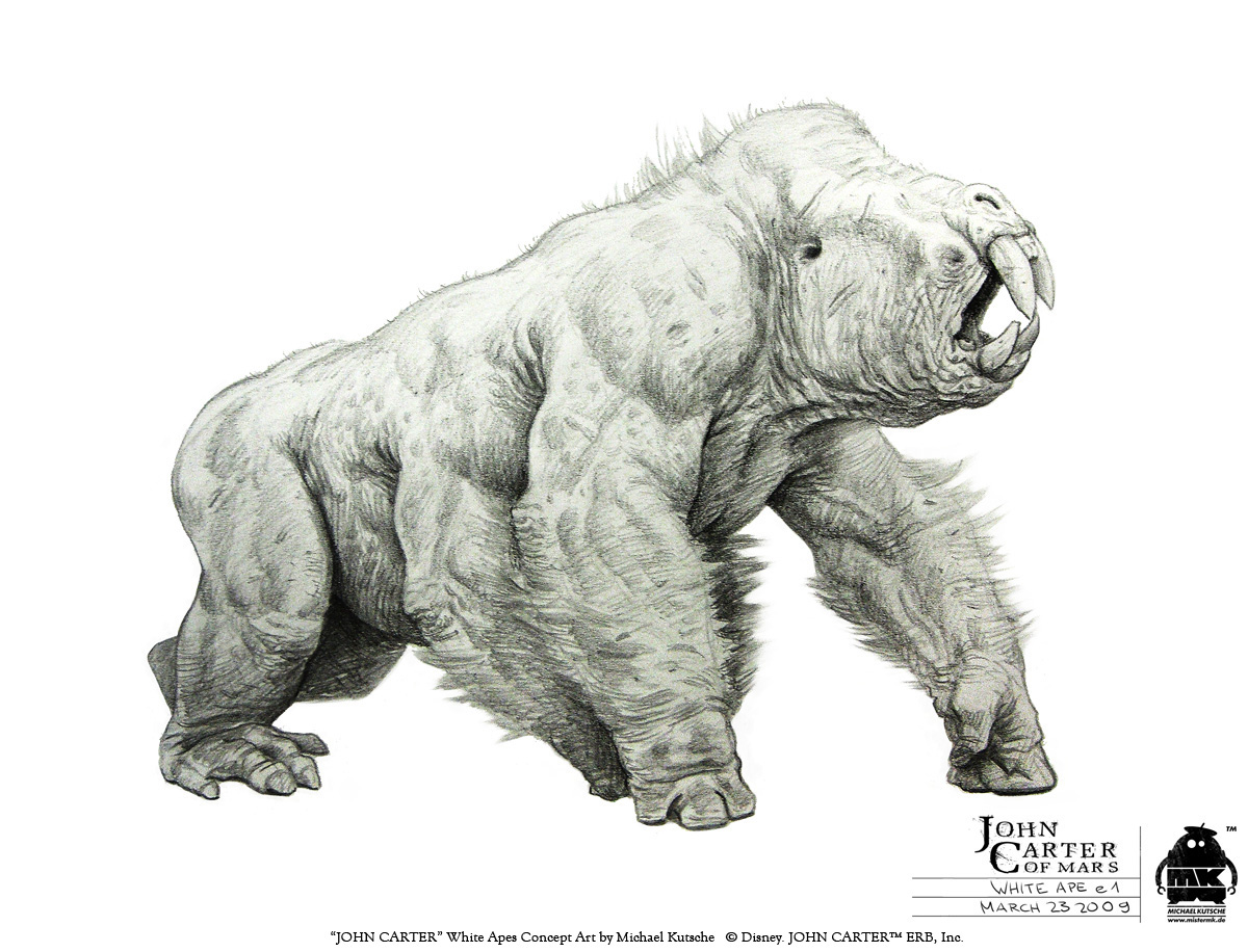 john carter Creature Design concept art michael kutsche white apes woola thark thoat Andrew Stanton tal hajus