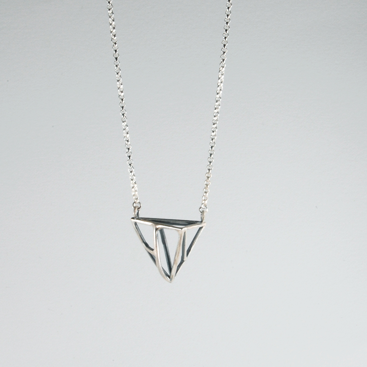 geometry sculpture lost wax casting Investment sterling silver Necklace