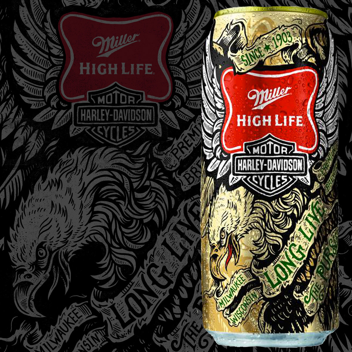 miller Miller High Life Harley Davidson Artist Series design americana beer eagle