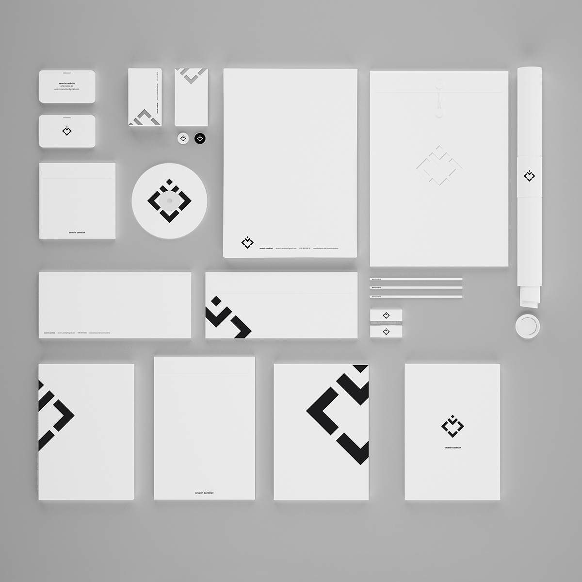 self Promotion graphic design corporate logo Signet black and white Schweiz Switzerland simple geometric personal identity mock-up