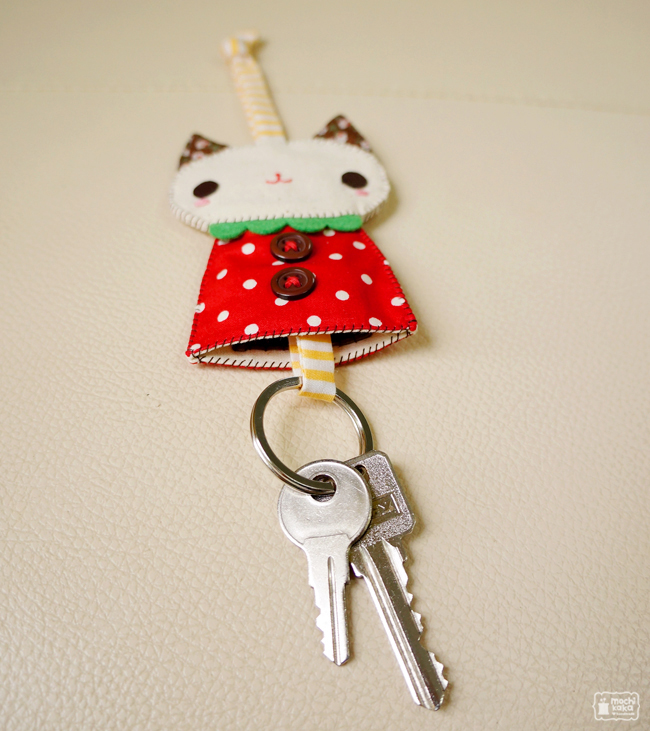handmade key cover key case keychain accessories Cat kitty strawberry red green sweet cute kawaii