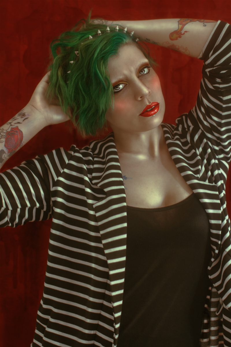 surreal witch Circus sorceress gothic alternative Illustrative green hair tattoos manipulation