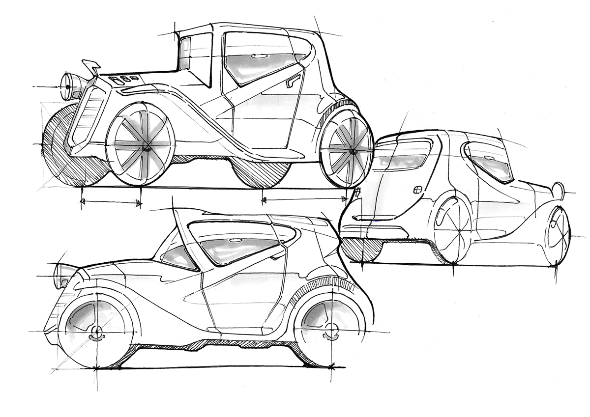 automotive   design Drawing  car sketch retrodesign Local Motors Vintage motors freehand sketch pencil sketchbook