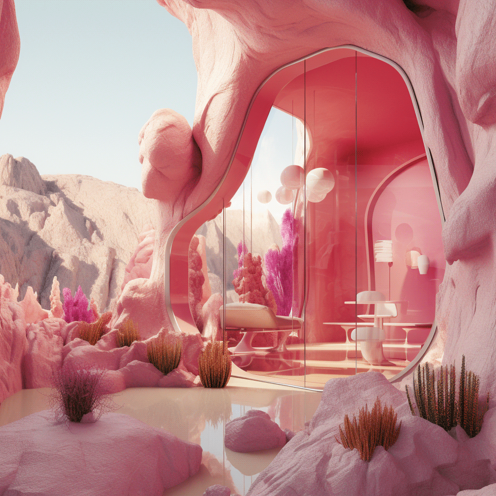 metaverse barbie ai midjourney 3D architecture Pink Design digital ILLUSTRATION  midjourney ai art