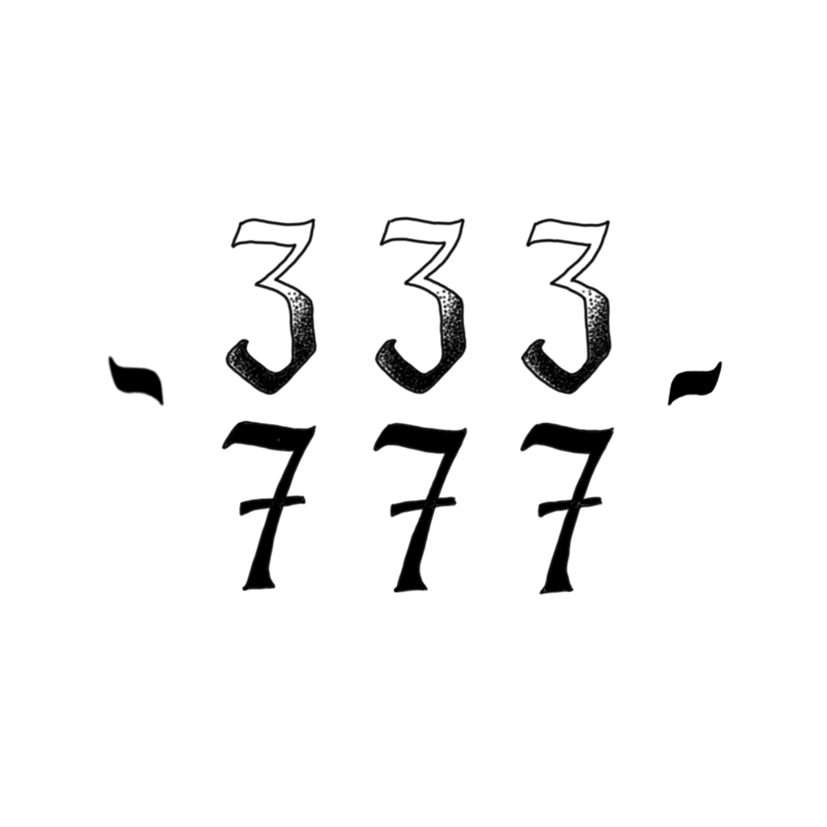 Number design angel numbers Digital Drawing tattoo design monochrome lucky numbers