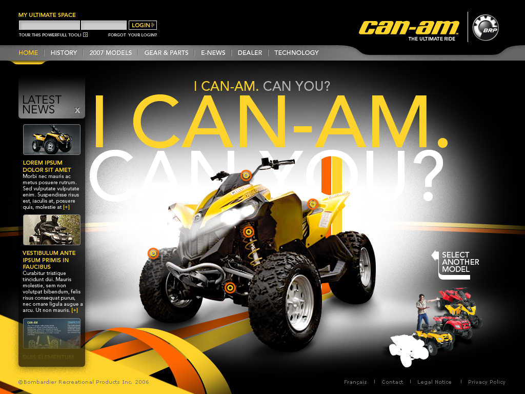 Website Design ATV Can-Am BRP Outdoor action