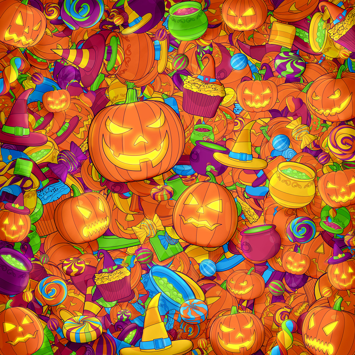 cauldron Candy kids witch Halloween pumpkin