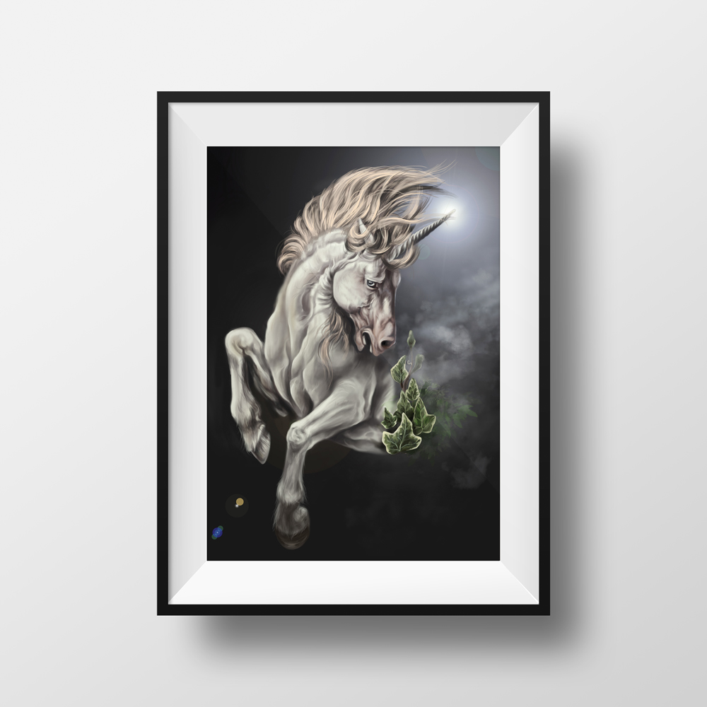 unicorn digital painting horse wacom ivy Nature Flowers photoshop painting epic book illustration animals
