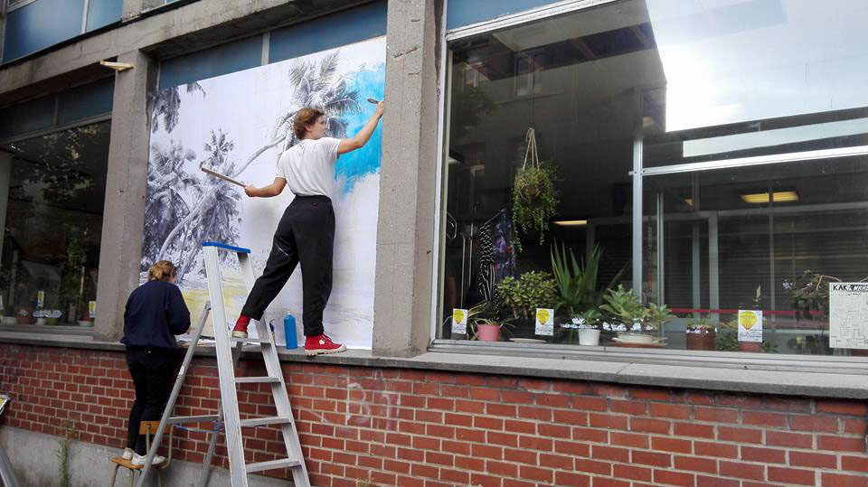 Molenbeek brussels photo wall travels window lettering