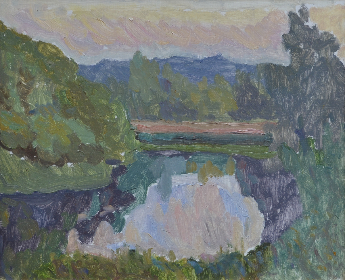 Oils belarus Landscape paitings lake trees sunset impressionsm Expressionism