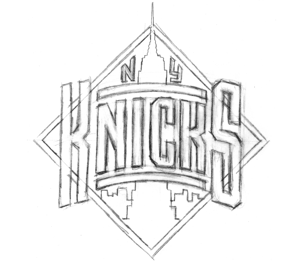 basketball lettering Logo Design Comps HAND LETTERING michael doret sports logos new york knicks national basketball association