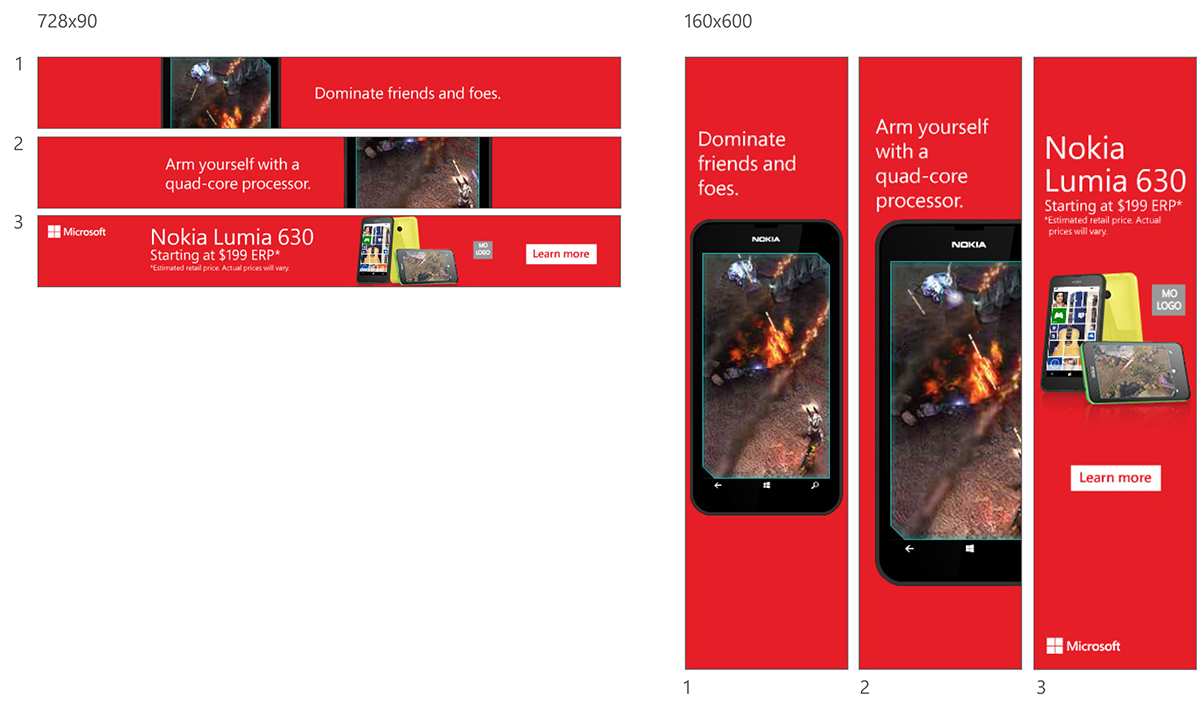 Microsoft nokia lumia 630 Global Digital Toolkit phone mobile banners rich media Website