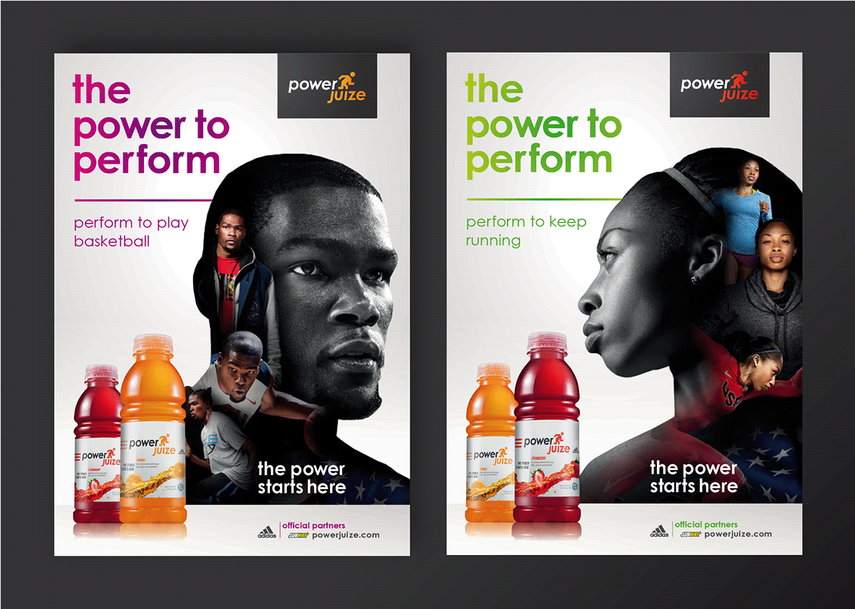 powerjuize brand adidas subway product promoting drink sport juize smoothie graphic design Project schoolproject logo