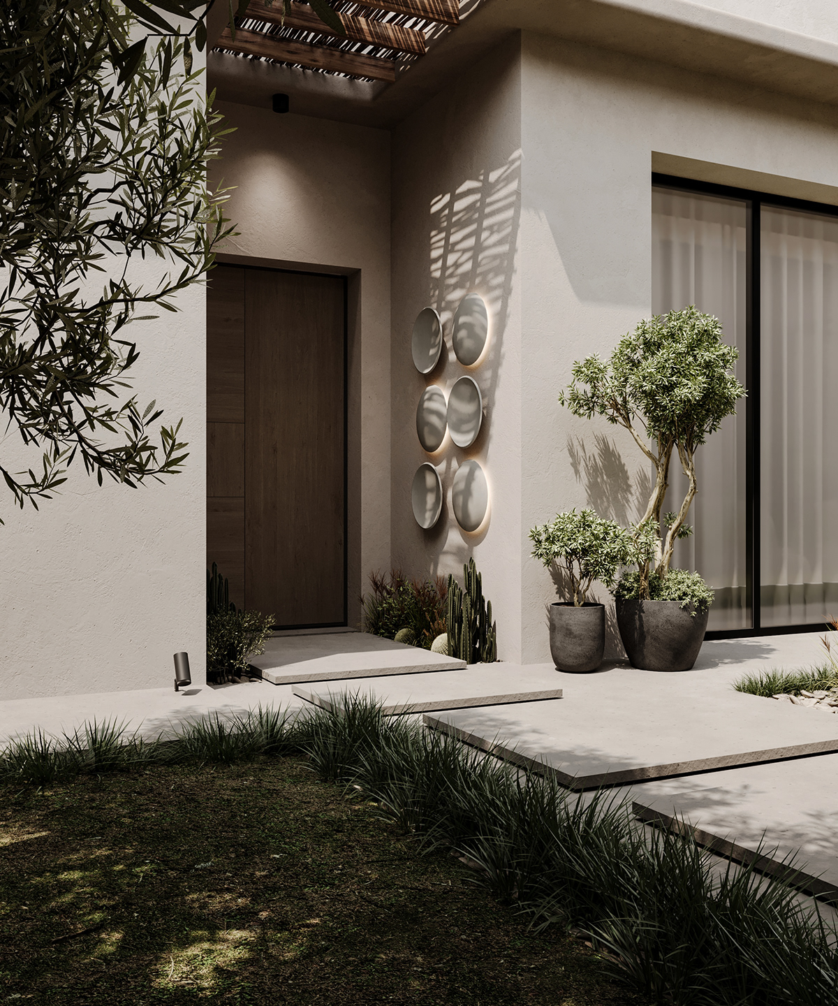 landing page Landscape exterior interior design  home Render visualization Wabi Sabi corona architecture