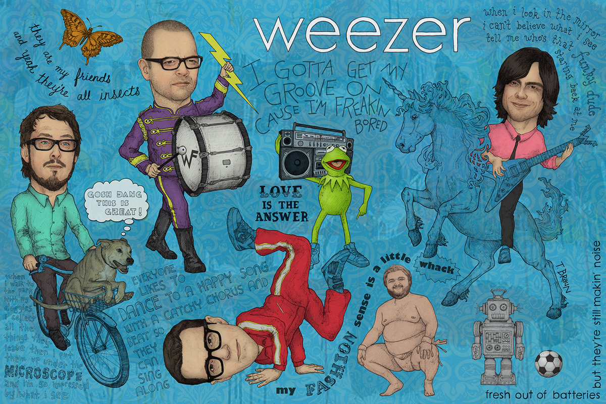 weezer music posters gig posters Limited Edition Prints rock n roll Pop Art portraits awesomeness radical Travis Braun T Braun Art Rivers Cuomo